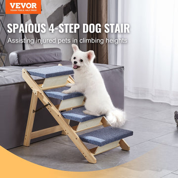 2-in-1 Foldable Wooden Pet Stairs & Ramp – 4-Step, Up to 150 lbs, Ideal for Beds, Sofas & Cars – Non-Slip, Space-Saving Dog/Cat Access