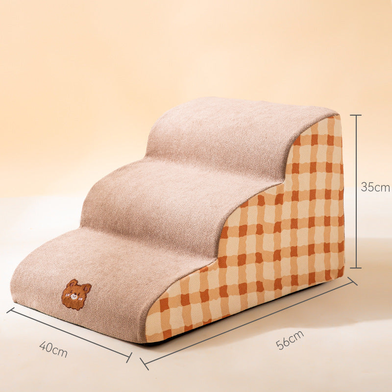 Removable Sponge Pet Stairs – Soft, Foldable Steps with Non-Slip Cover for Small Dogs & Cats