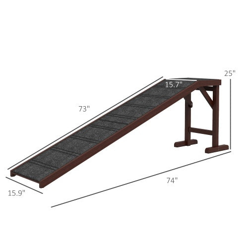 Pet Ramp for Dogs – Non-Slip Carpet Surface with Elevated Top Platform (Brown) for Easy Bed & Sofa Access