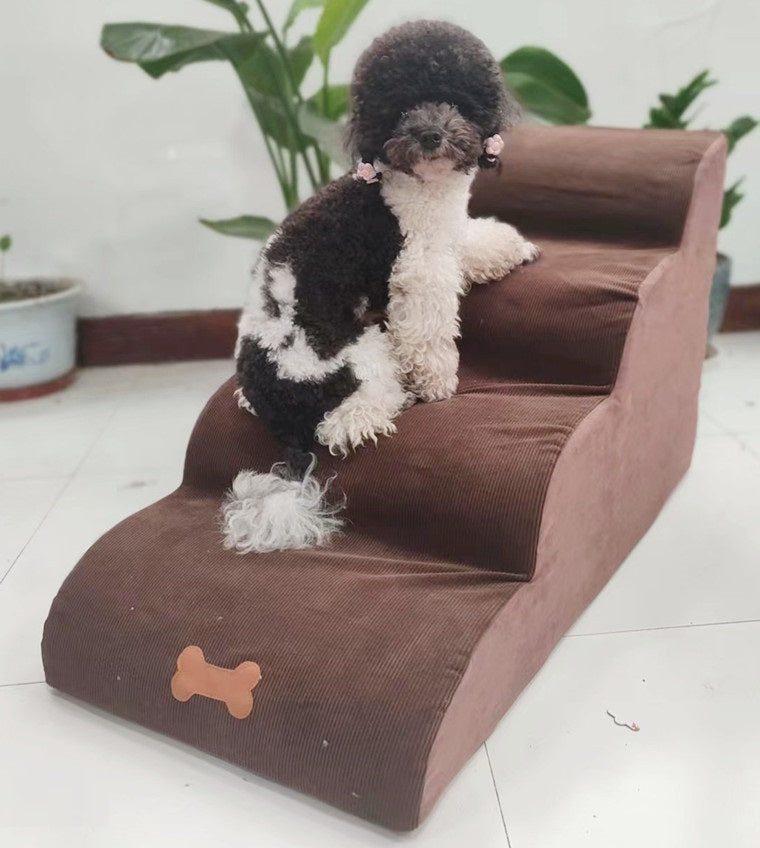 Removable & Washable Sponge Pet Stairs – Soft 3-Step Ladder for Small Dogs & Cats