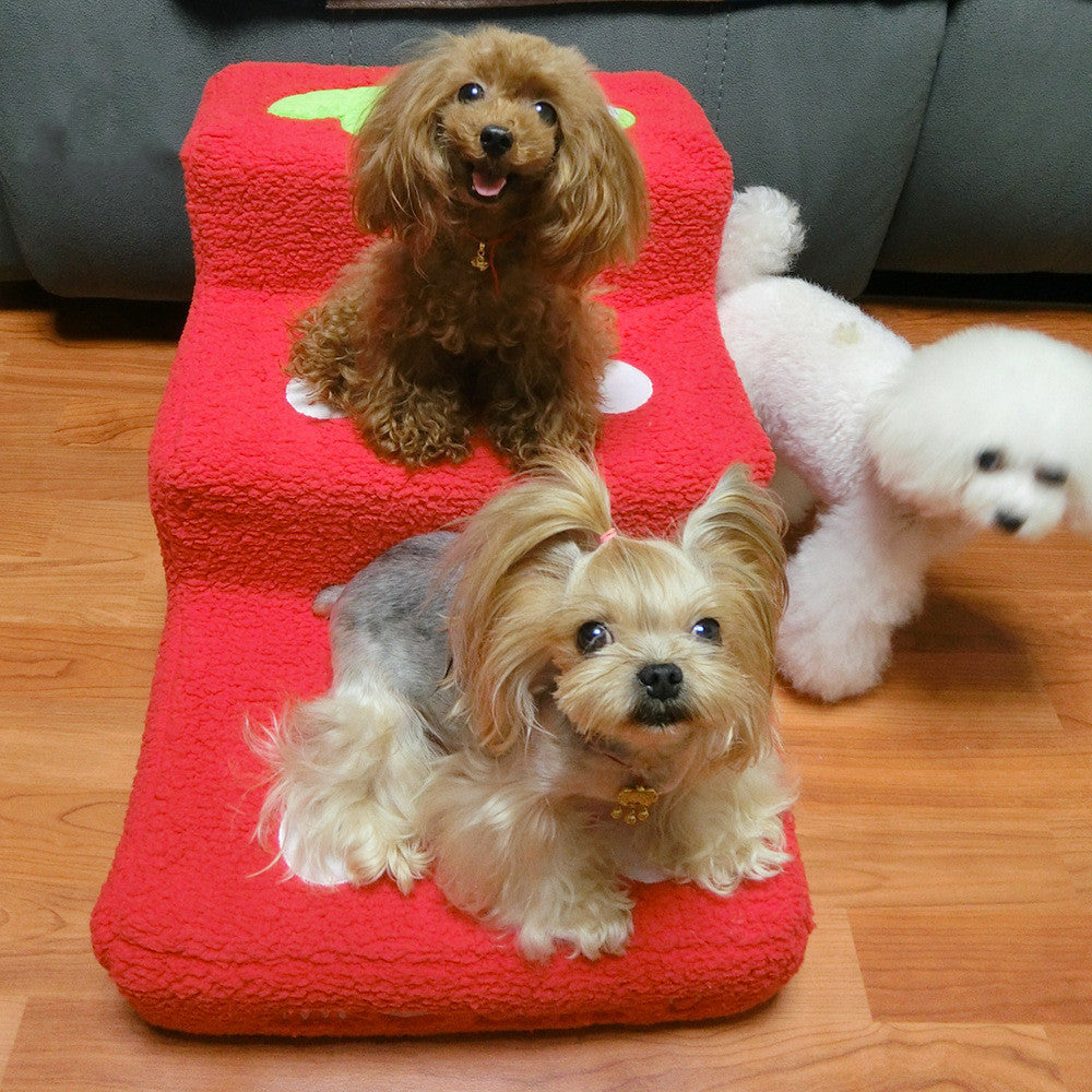 Bubble Velvet Pet Climbing Ladder – Soft Dog & Cat Steps for Beds and Sofas