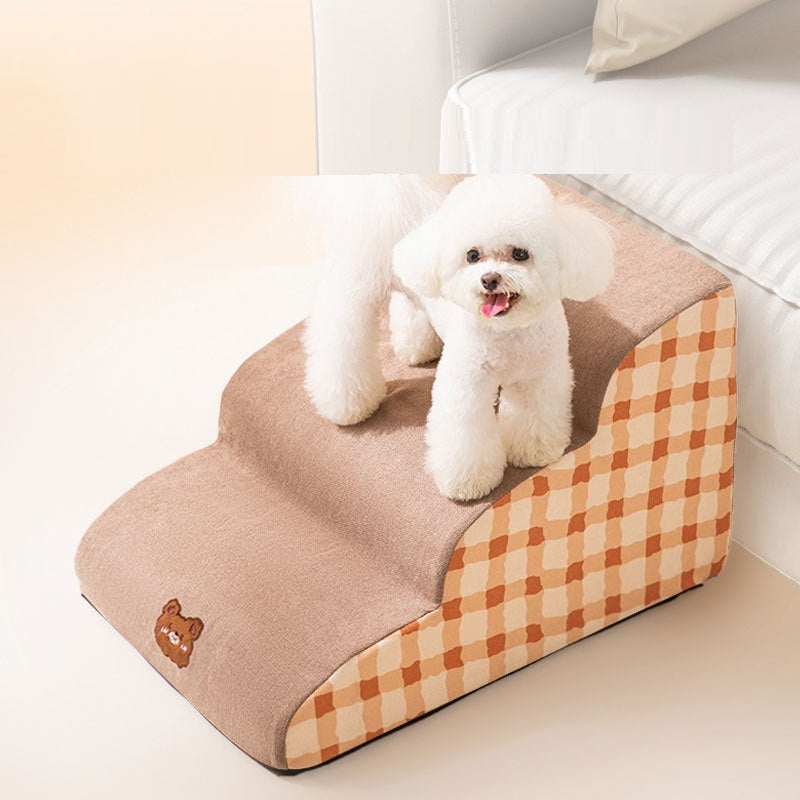 Removable Sponge Pet Stairs – Soft, Foldable Steps with Non-Slip Cover for Small Dogs & Cats