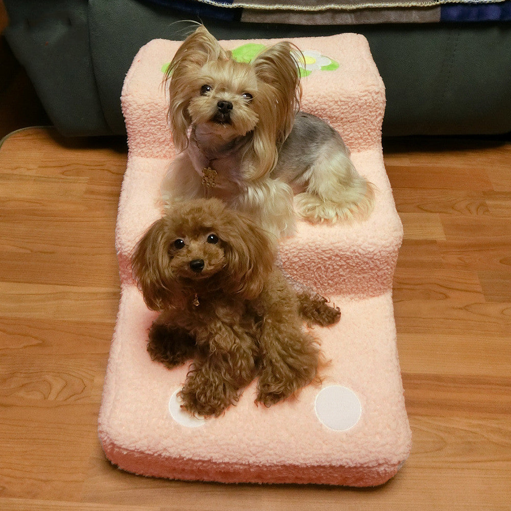 Bubble Velvet Pet Climbing Ladder – Soft Dog & Cat Steps for Beds and Sofas