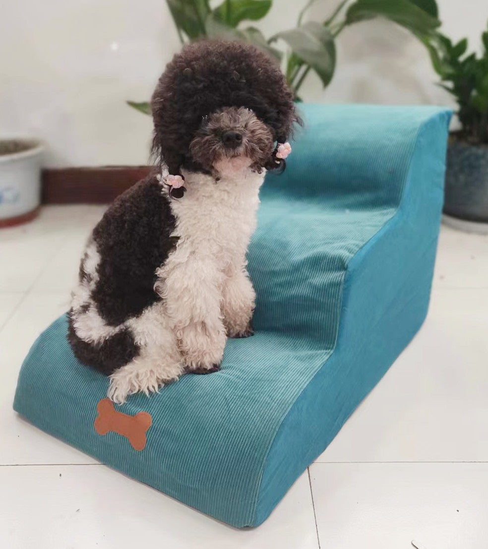 Removable & Washable Sponge Pet Stairs – Soft 3-Step Ladder for Small Dogs & Cats
