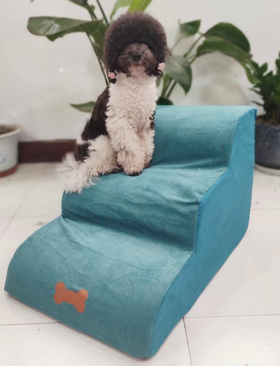 Removable & Washable Sponge Pet Stairs – Soft 3-Step Ladder for Small Dogs & Cats