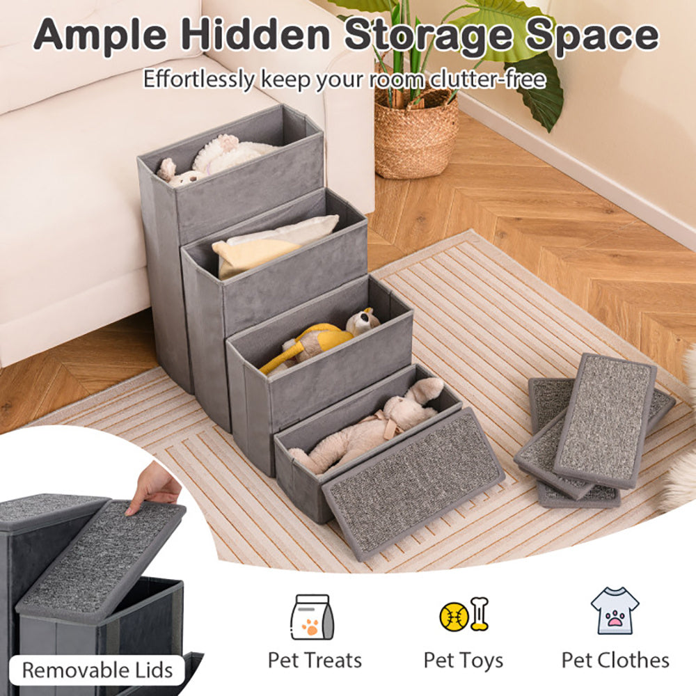 4-Step Foldable Dog Stairs – Adjustable, Non-Slip Ramp for Safe Home Access