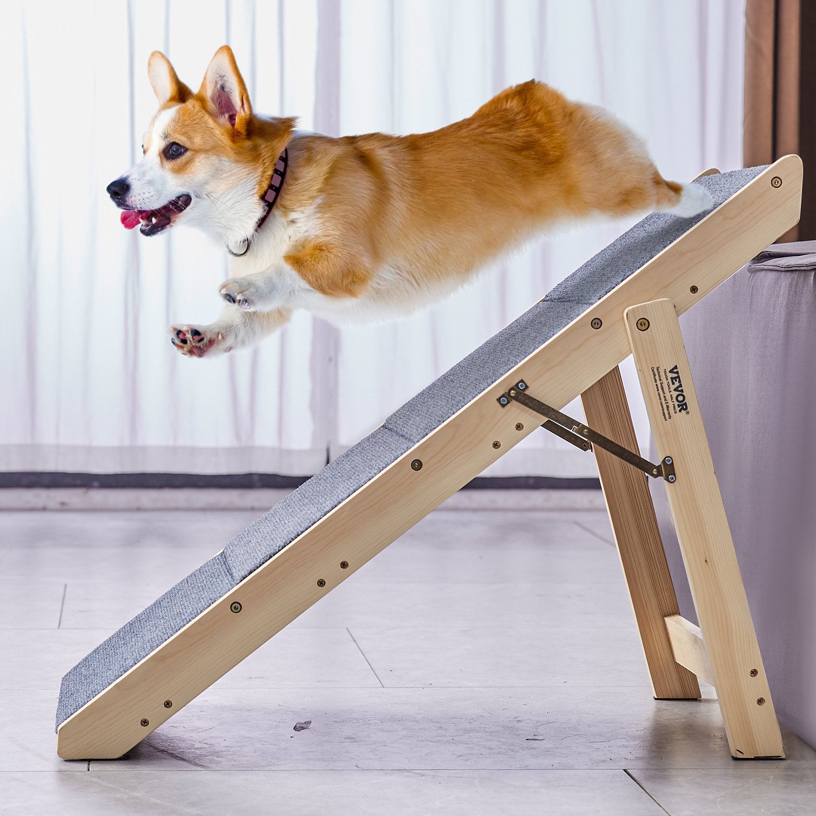 2-in-1 Foldable Wooden Pet Stairs & Ramp – 4-Step, Up to 150 lbs, Ideal for Beds, Sofas & Cars – Non-Slip, Space-Saving Dog/Cat Access