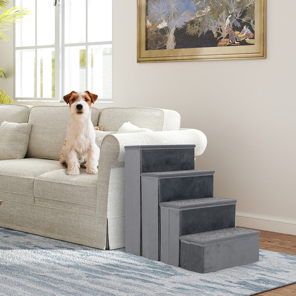 4-Step Foldable Dog Stairs – Adjustable, Non-Slip Ramp for Safe Home Access