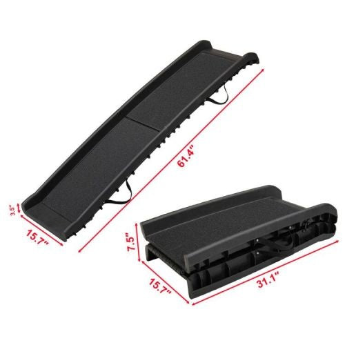 Portable Bi-Fold Pet Ramp Ladder – Black, Rugged Ramp for Trucks, SUVs & Dirt Bikes