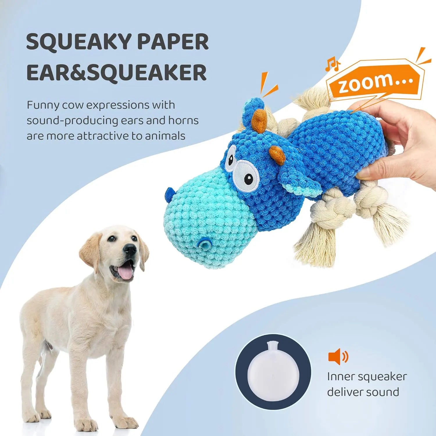 Durable Dog Plush Squeaky Toy – Chew Resistant Stuffed Animal with Crinkle Paper
