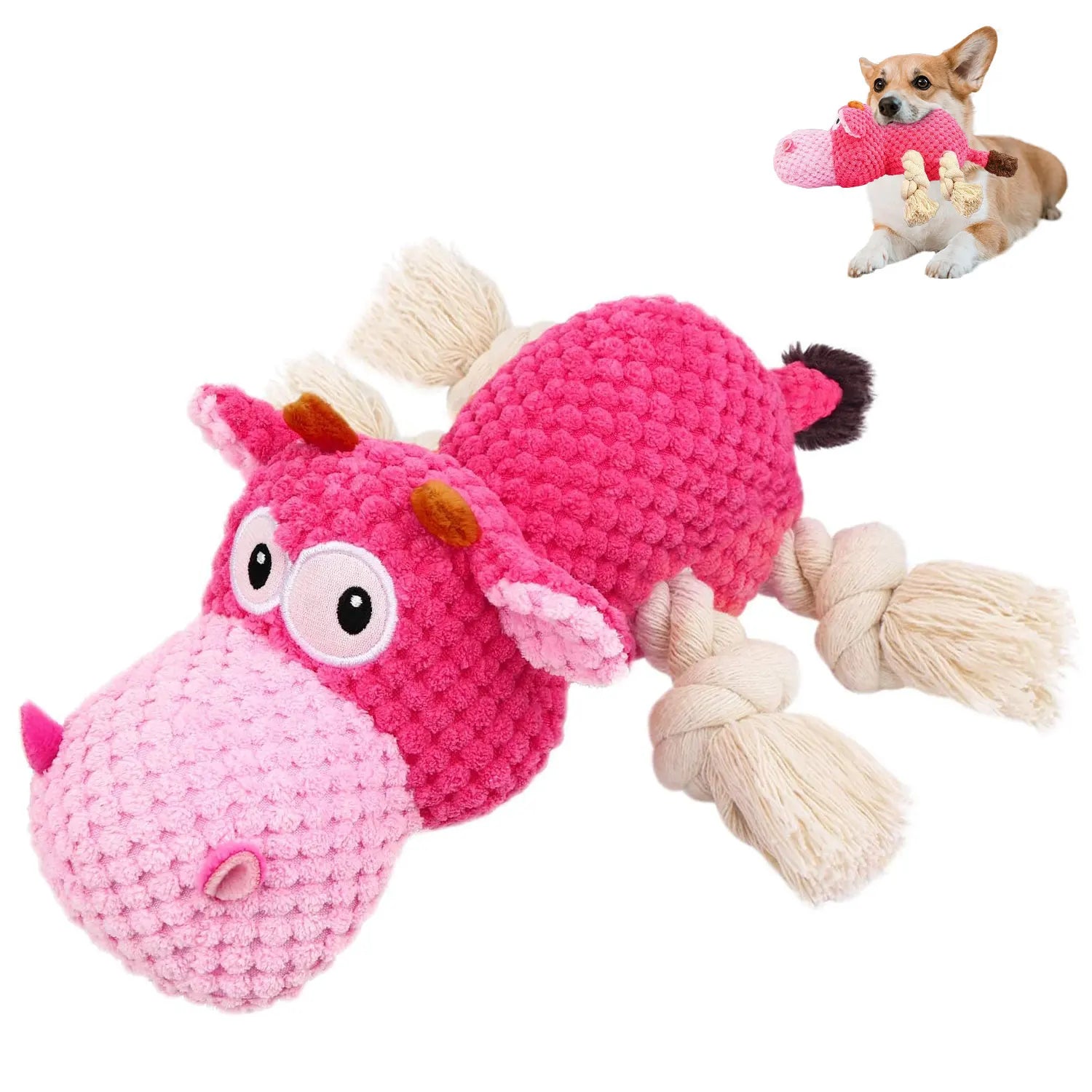 Durable Dog Plush Squeaky Toy – Chew Resistant Stuffed Animal with Crinkle Paper