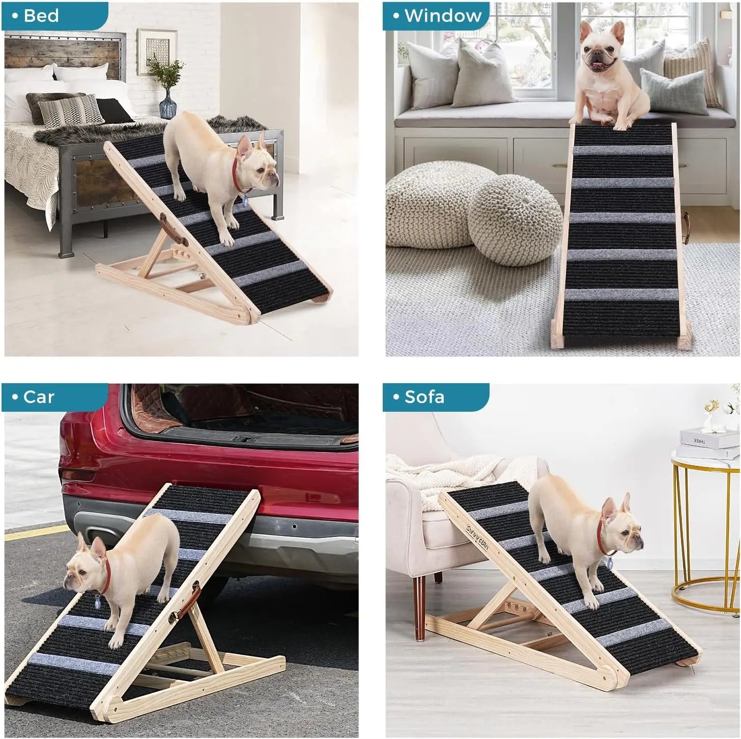 Wooden Adjustable Pet Ramp – Non-Slip, Joint-Friendly for Dogs & Cats