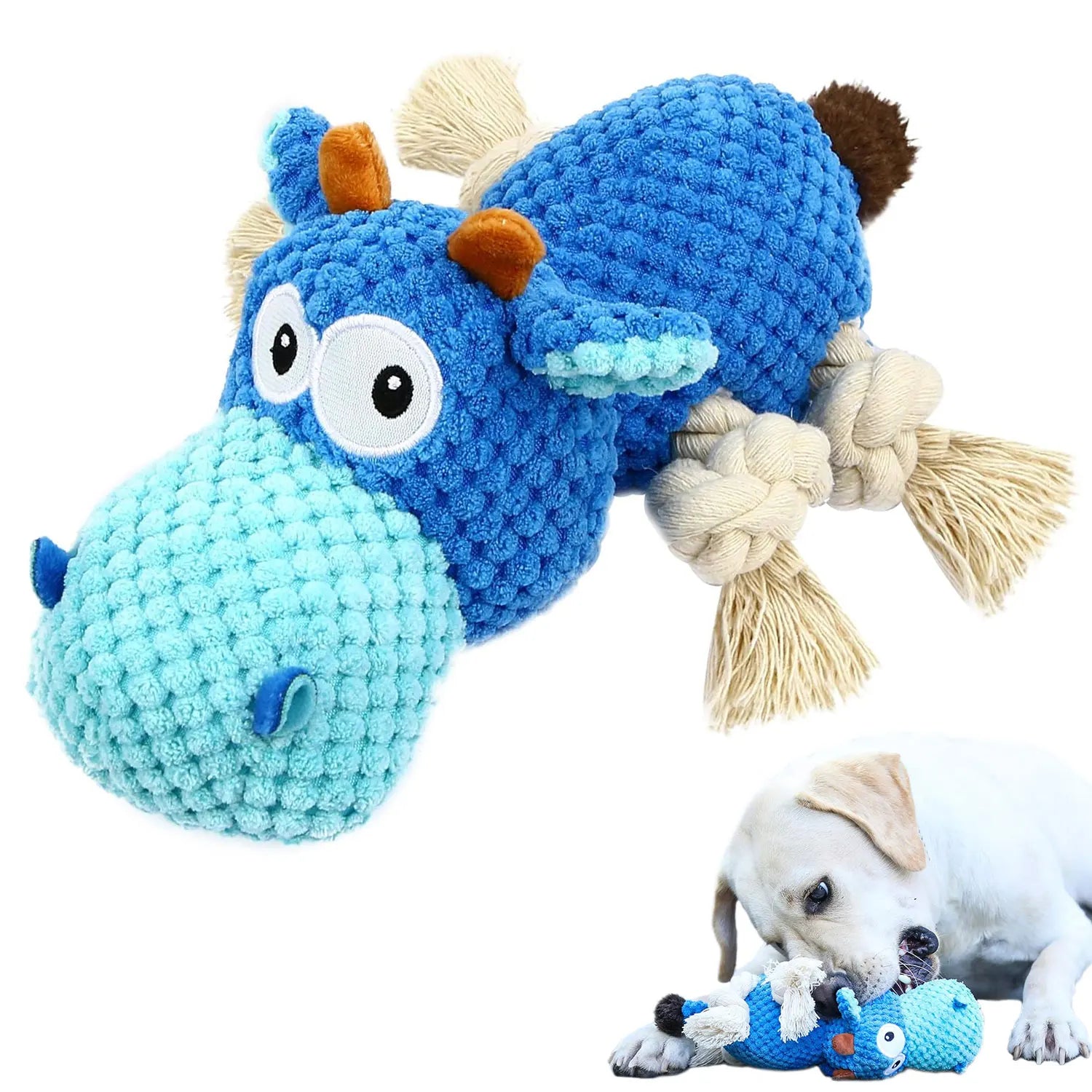 Durable Dog Plush Squeaky Toy – Chew Resistant Stuffed Animal with Crinkle Paper