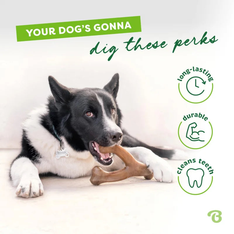 Durable Wishbone Dog Chew Toy – Tough Long-Lasting Bone with Real Bacon Flavor