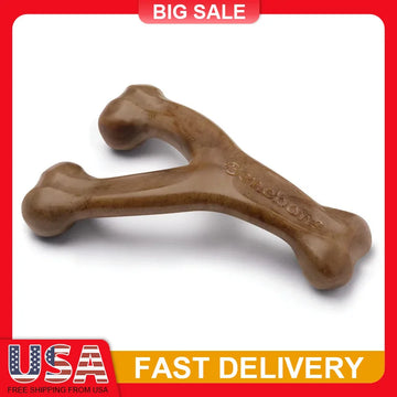 Durable Wishbone Dog Chew Toy – Tough Long-Lasting Bone with Real Bacon Flavor