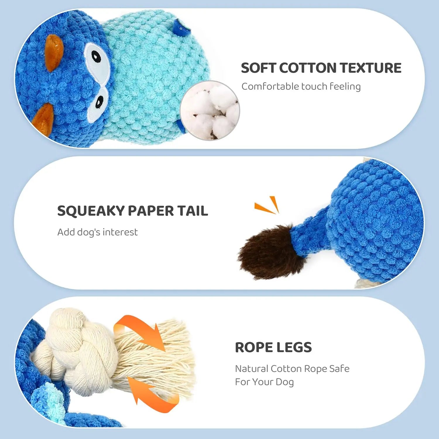 Durable Dog Plush Squeaky Toy – Chew Resistant Stuffed Animal with Crinkle Paper