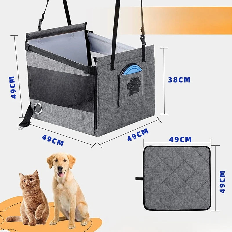 Portable Dog Car Seat – Waterproof Pet Carrier with Safety Mesh for Travel