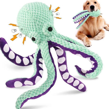 Dog Plush Octopus Toy – Interactive Squeaky Chew Toy for Small & Large Dogs