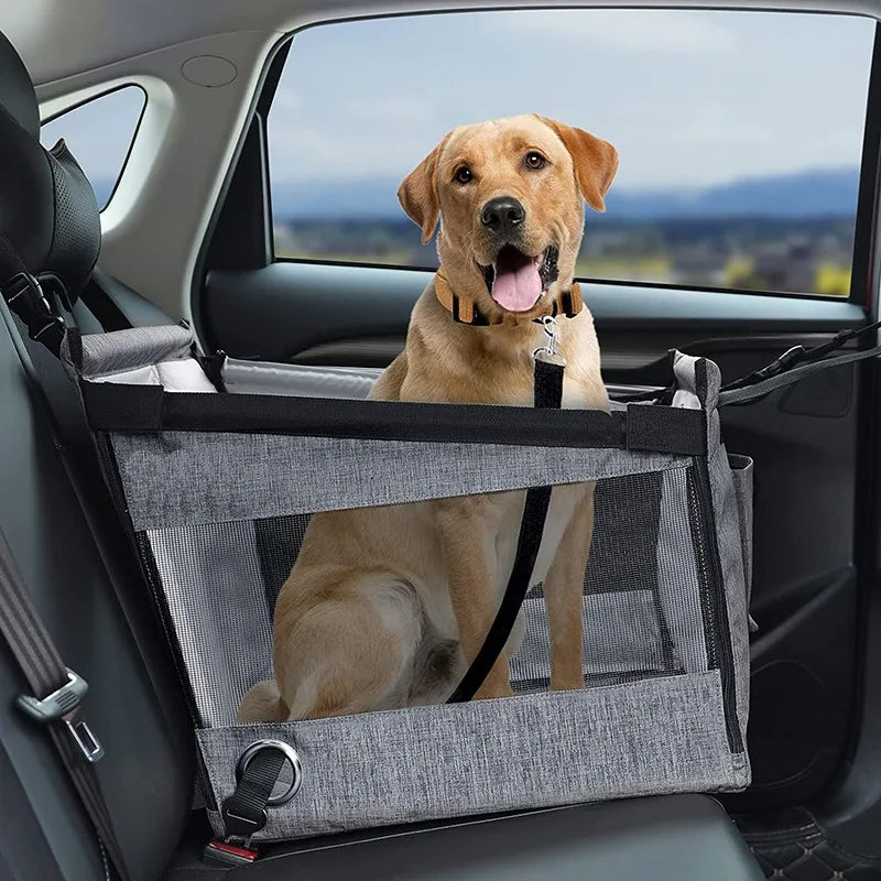 Portable Dog Car Seat – Waterproof Pet Carrier with Safety Mesh for Travel