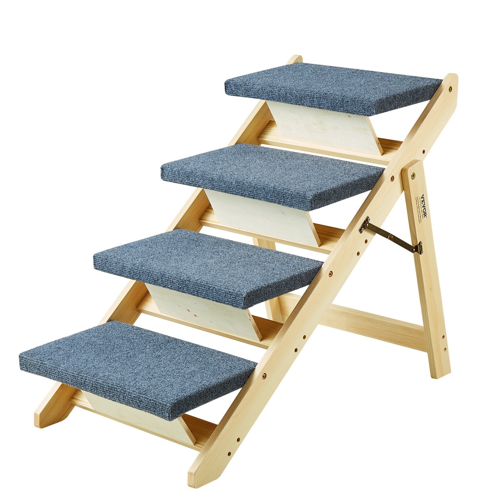 2-in-1 Foldable Wooden Pet Stairs & Ramp – 4-Step, Up to 150 lbs, Ideal for Beds, Sofas & Cars – Non-Slip, Space-Saving Dog/Cat Access