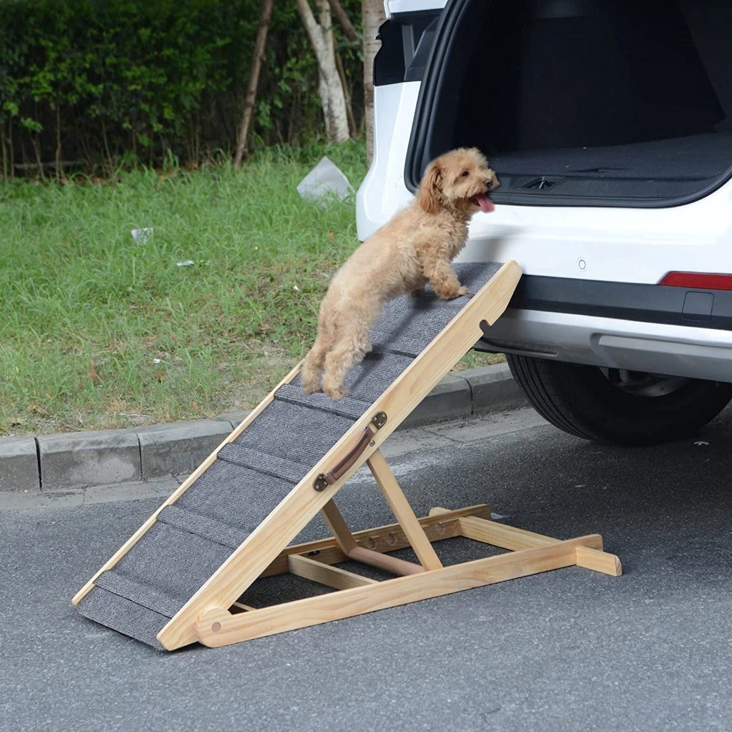 Foldable Car Pet Ramp Ladder – Multi-Step Dog & Cat Climbing Aid for SUVs & Trucks