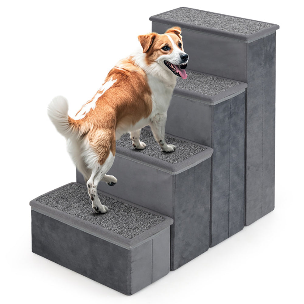 4-Step Foldable Dog Stairs – Adjustable, Non-Slip Ramp for Safe Home Access